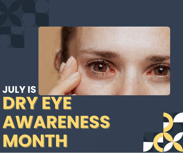 Blog title and person with red dry eyes.